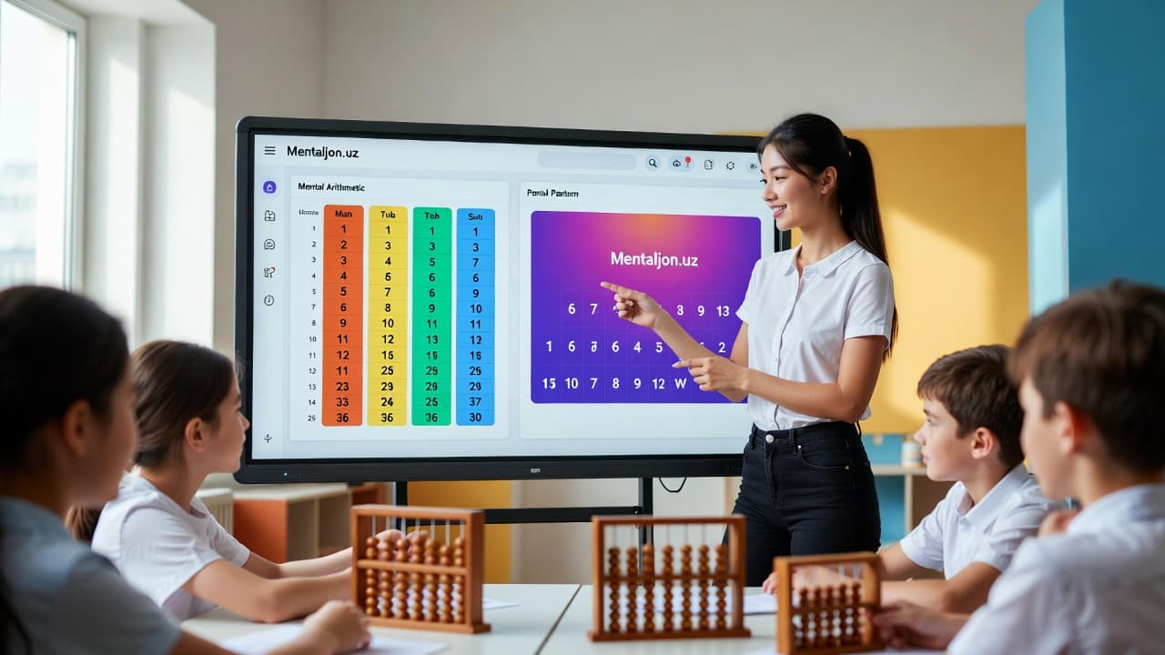 Ustoz Mentaljon.uz platformasidan bolalarga dars berayapti